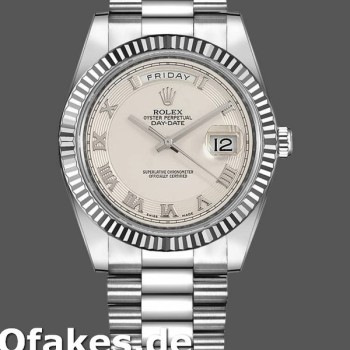 Super Clone Men's Rolex Day-Date-218239, 41mm, White Gold, Ivory Roman Numerals Dial, Men’s Ivory