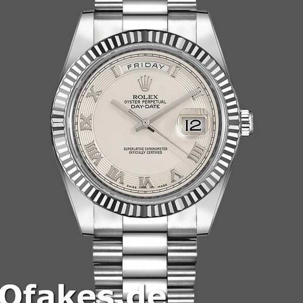 Super Clone Men's Rolex Day-Date-218239, 41mm, White Gold, Ivory Roman Numerals Dial, Men’s Ivory