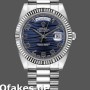 Super Clone Men's Rolex Day-Date-218239, 41mm, White Gold, Wave Blue Dial, Men’s Blue