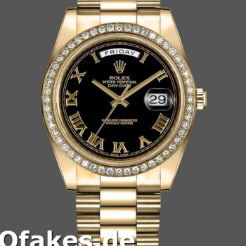 Super Clone Men's Rolex Day-Date-218348, 41mm, Black Roman Dial, Men’s Black