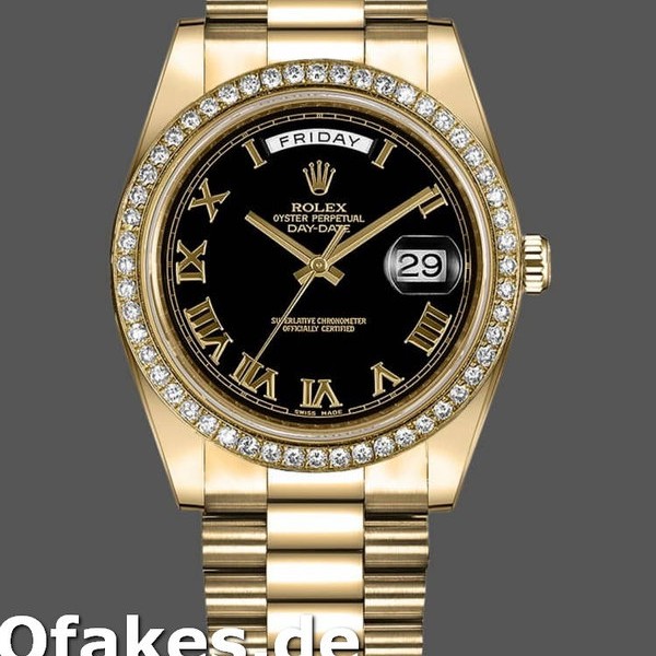 Super Clone Men's Rolex Day-Date-218348, 41mm, Black Roman Dial, Men’s Black