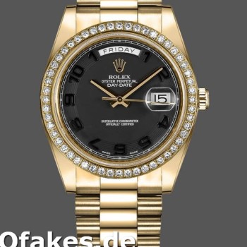 Super Clone Men's Rolex Day-Date-218348, 41mm, Concentric Circle Black Dial, Men’s Black