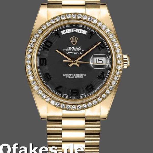 Super Clone Men's Rolex Day-Date-218348, 41mm, Concentric Circle Black Dial, Men’s Black