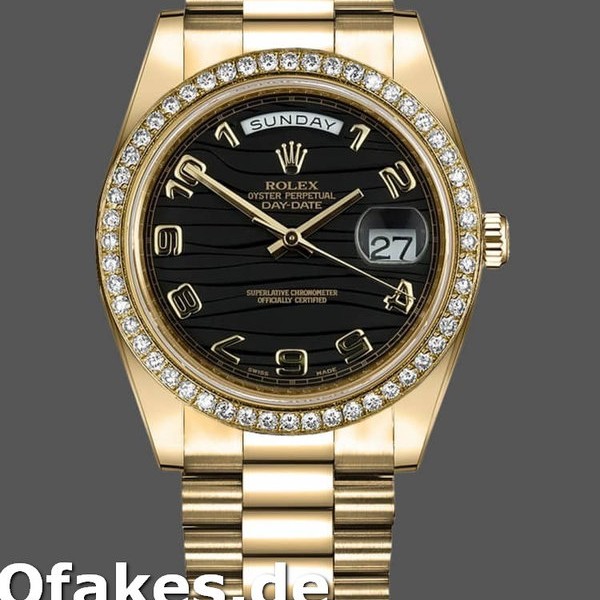 Super Clone Men's Rolex Day-Date-218348, 41mm, Wave Black Dial, Men’s Black