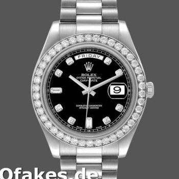 Super Clone Men's Rolex Day-Date-218349, 41mm, Black Diamond Dial, Men’s Black