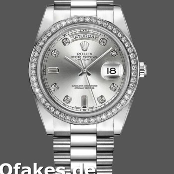 Super Clone Men's Rolex Day-Date-218349, 41mm, Silver Diamond Dial, Men’s Silver