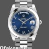 Super Clone Men's Rolex Day-Date-228206, 40mm, Blue Roman Numeral Dial, Platinum, Men’s Blue