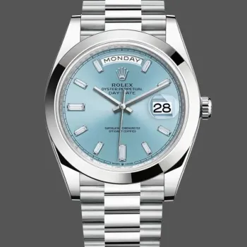Super Clone Men's Rolex Day-Date-228206, 40mm, Platinum, Ice Blue Dial, Men’s Ice Blue