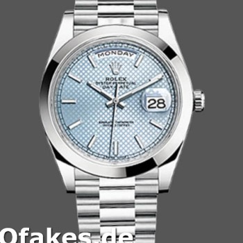 Super Clone Men's Rolex Day-Date-228206, 40mm, Platinum, Ice Blue Motif Dial, Men’s Ice Blue
