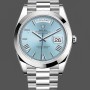 Super Clone Men's Rolex Day-Date-228206, 40mm, Platinum, Ice Blue Quadrant Dial, Men’s Ice Blue