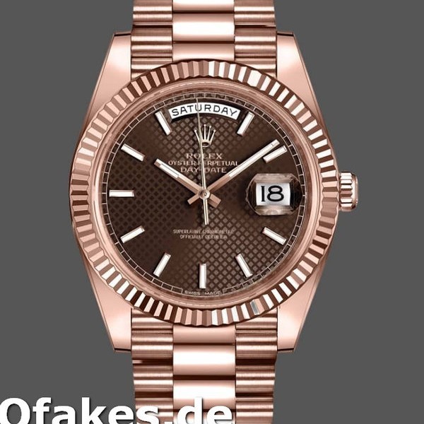 Super Clone Men's Rolex Day-Date-228235, 40mm, Chocolate Brown Diagonal Motif Dial, Fluted Bezel, Men’s Chocolate Brown