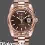 Super Clone Men's Rolex Day-Date-228235, 40mm, Chocolate Brown Diagonal Motif Dial, Fluted Bezel, Men’s Chocolate Brown