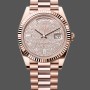 Super Clone Men's Rolex Day-Date-228235, 40mm, Diamond Paved Dial, Fluted Bezel, Men’s Diamond Paved