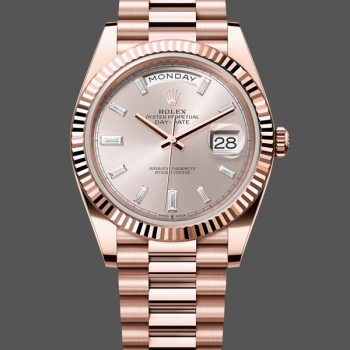 Super Clone Men's Rolex Day-Date-228235, 40mm, Sundust Index Dial, Fluted Bezel, Men’s Sundust