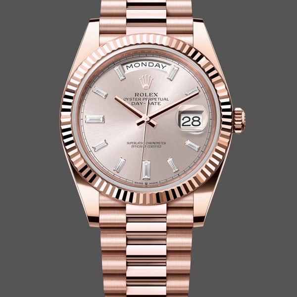 Super Clone Men's Rolex Day-Date-228235, 40mm, Sundust Index Dial, Fluted Bezel, Men’s Sundust