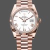 Super Clone Men's Rolex Day-Date-228235, 40mm, White Roman Numeral Dial, Fluted Bezel, Men’s White