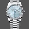 Super Clone Men's Rolex Day-Date 40mm Men's-228236 0012-Fluted Bezel-Ice Blue Dial Ice Blue