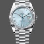 Super Clone Men's Rolex Day-Date 40mm Men's-228236 0012-Fluted Bezel-Ice Blue Dial Ice Blue