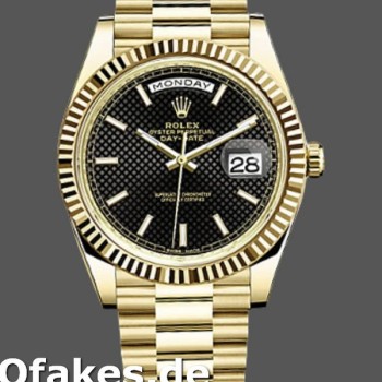 Super Clone Men's Rolex Day-Date-228238, 40mm, Black Diagonal Motif Dial, Fluted Bezel, Men’s Black