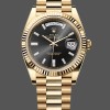 Super Clone Men's Rolex Day-Date-228238, 40mm, Black Diamond Dial, Fluted Bezel, Men’s Black