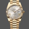 Super Clone Men's Rolex Day-Date-228238, 40mm, Silver Roman Dial, Fluted Bezel, Men’s Silver
