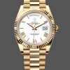 Super Clone Men's Rolex Day-Date-228238, 40mm, White Roman Dial, Fluted Bezel, Men’s White