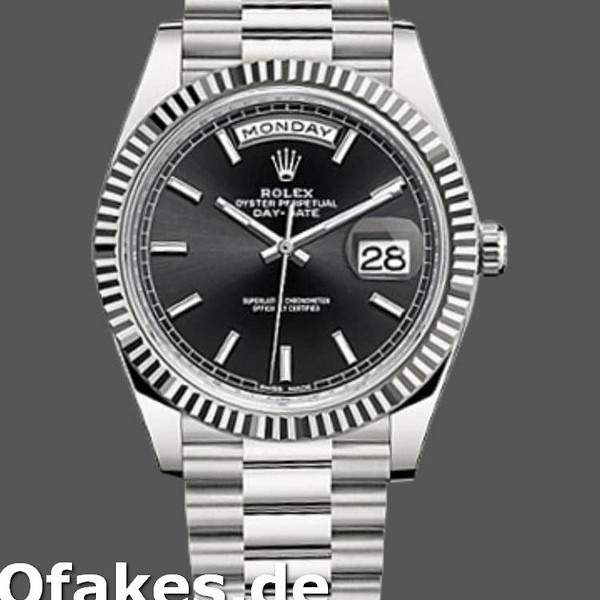 Super Clone Men's Rolex Day-Date-228239, 40mm, Black Index Dial, Fluted Bezel, Men’s Black
