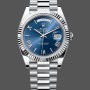 Super Clone Men's Rolex Day-Date-228239, 40mm, Blue Roman Dial, Fluted Bezel, Men’s Blue