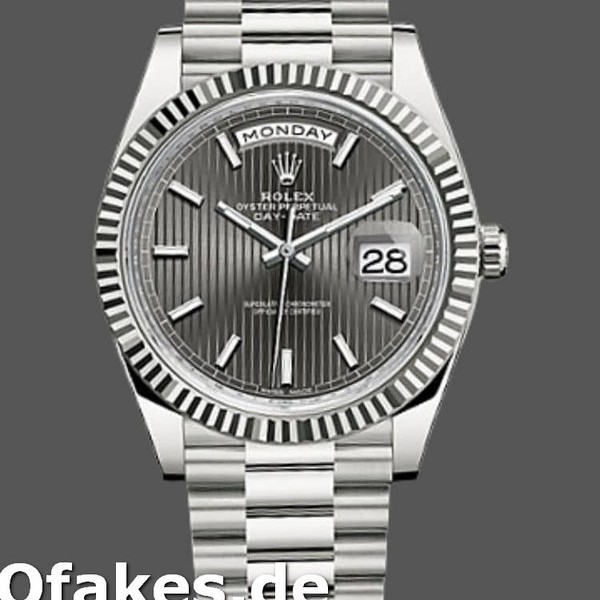 Super Clone Men's Rolex Day-Date-228239, 40mm, Dark Rhodium Grey Dial, Fluted Bezel, Men’s Grey