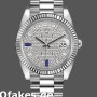 Super Clone Men's Rolex Day‑Date-228239, 40mm, Diamond Paved Dial, Fluted Bezel, Men’s Diamond Paved