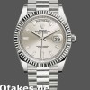 Super Clone Men's Rolex Day-Date-228239, 40mm, Silver Baguette Diamond Dial, Fluted Bezel, Men’s Silver