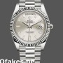 Super Clone Men's Rolex Day-Date-228239, 40mm, Silver Baguette Diamond Dial, Fluted Bezel, Men’s Silver