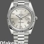 Super Clone Men's Rolex Day-Date-228239, 40mm, Silver Quadrant Motif Roman Dial, Fluted Bezel, Men’s Silver