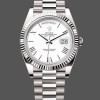 Super Clone Men's Rolex Day-Date-228239, 40mm, White Roman Dial, Fluted Bezel, Men’s White