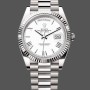 Super Clone Men's Rolex Day-Date-228239, 40mm, White Roman Dial, Fluted Bezel, Men’s White