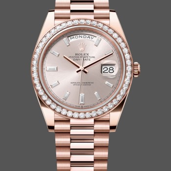 Super Clone Men's Rolex Day-Date-228345RBR 0007, 40mm, Sundust Diamond Dial, Diamond Bezel, Men’s Sundust