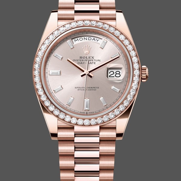 Super Clone Men's Rolex Day-Date-228345RBR 0007, 40mm, Sundust Diamond Dial, Diamond Bezel, Men’s Sundust