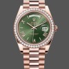 Super Clone Men's Rolex Day‑Date-228345RBR 0011, 40mm, Olive Green Roman Dial, Diamond Bezel, Men’s Olive Green
