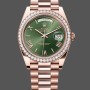 Super Clone Men's Rolex Day‑Date-228345RBR 0011, 40mm, Olive Green Roman Dial, Diamond Bezel, Men’s Olive Green