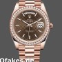 Super Clone Men's Rolex Day-Date-228345RBR, 40mm, Chocolate Brown Diagonal Motif Dial, Diamond Bezel, Men’s Chocolate Brown