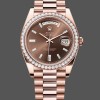 Super Clone Men's Rolex Day‑Date-228345RBR, 40mm, Chocolate Brown, Diamond Dial, Diamond Bezel, Men’s Chocolate Brown