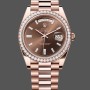 Super Clone Men's Rolex Day‑Date-228345RBR, 40mm, Chocolate Brown, Diamond Dial, Diamond Bezel, Men’s Chocolate Brown