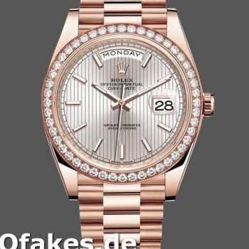 Super Clone Men's Rolex Day-Date-228345RBR, 40mm, Sundust Stripe Motif Dial, Diamond Bezel, Men’s Sundust
