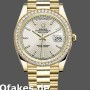 Super Clone Men's Rolex Day-Date-228348RBR, 40mm, Silver Diagonal Motif Dial, Diamond Bezel, Men’s Silver
