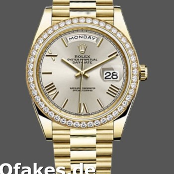 Super Clone Men's Rolex Day‑Date-228348RBR, 40mm, Silver Roman Dial, Diamond Bezel, Men’s Silver