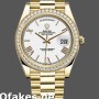 Super Clone Men's Rolex Day-Date-228348RBR, 40mm, White Roman Dial, Diamond Bezel, Men’s White
