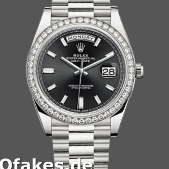 Super Clone Men's Rolex Day‑Date-228349RBR, 40mm, Black Dial, Diamond Bezel, Men’s Black