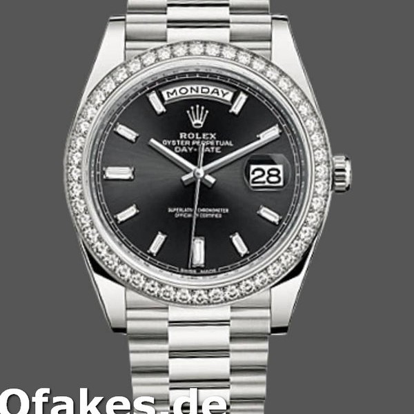 Super Clone Men's Rolex Day‑Date-228349RBR, 40mm, Black Dial, Diamond Bezel, Men’s Black
