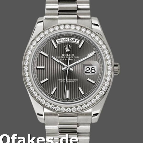 Super Clone Men's Rolex Day-Date-228349RBR, 40mm, Dark Rhodium Dial, Diamond Bezel, Men’s Dark Rhodium