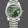 Super Clone Men's Rolex Day‑Date-228349RBR, 40mm, Green Roman Dial, Diamond Bezel, Men’s Green